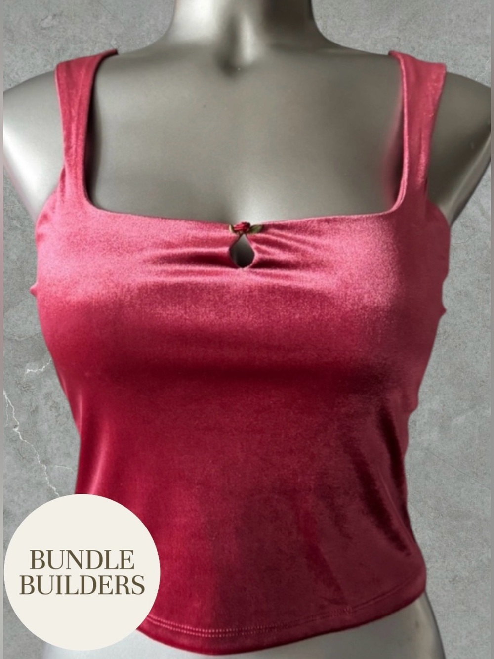 $10 Add-on | Rose Wine Velvet Crop Tank with Keyhole